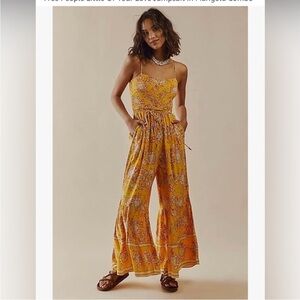 Free People Little Of Your Love Jumpsuit marigold yellow size large